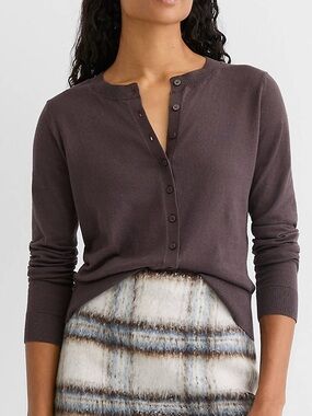 100% cotton Crewneck Cardigan LOFT